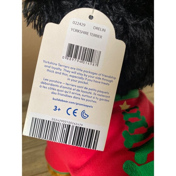 Build-A-Bear Promise Pets Yorkshire Terrier Yorkie Dog Plush NWT Christmas Outfi - Picture 10 of 13